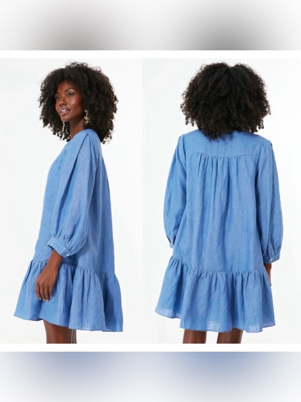 Pomander Place Tuckernuck Lake Blue Frankie 100% Linen Dress Size M